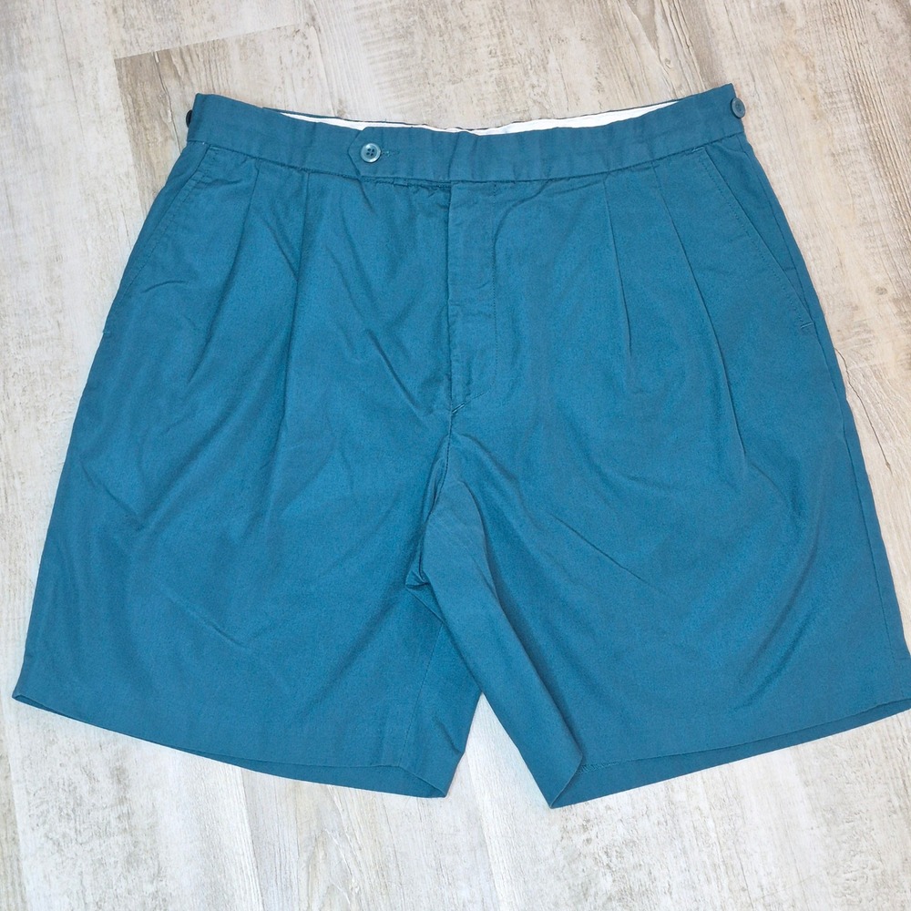 Vintage First Tee Men's‎ Golf Shorts Teal Gorpcore Athleticwear Pleated Size 34